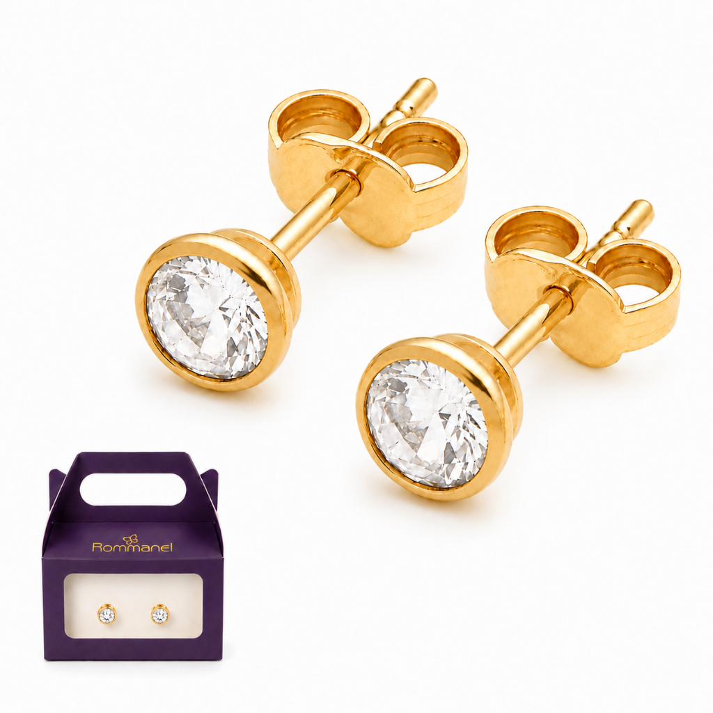 Brinco Folheado Ouro Rommanel Ponto De Luz Delicado Com Cor Dourado Antialergico 523191