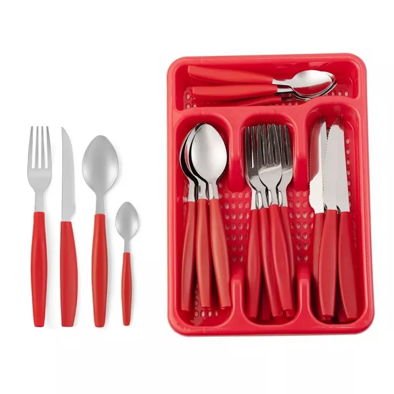 Kit 25 Peças Talheres em Aço Inox com Cabo de Plástico — foto 2