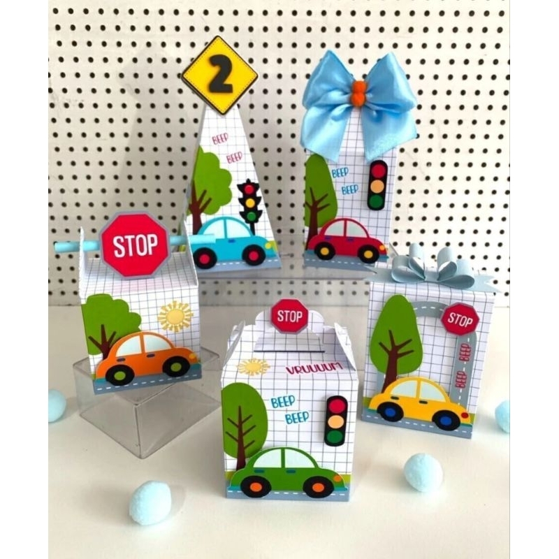 Kit Festa COM APLIQUES Carrinhos - Caixinhas Personalizadas Lembrancinhas para Festa Infantil