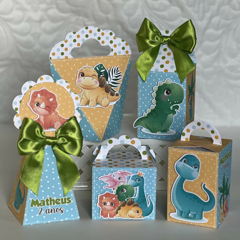 KIT FESTA Dinossauro  Menino Personalizado pegue e Monte Lembrancinhas - Aniversário - Caixinha Personalizadas