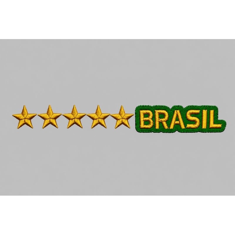 2 kit patch bordado termocolante nome Brasil e 5 estrelas 1,5 cm