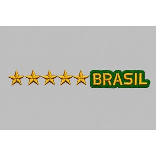 2 kit patch bordado termocolante nome Brasil e 5 estrelas 1,5 cm