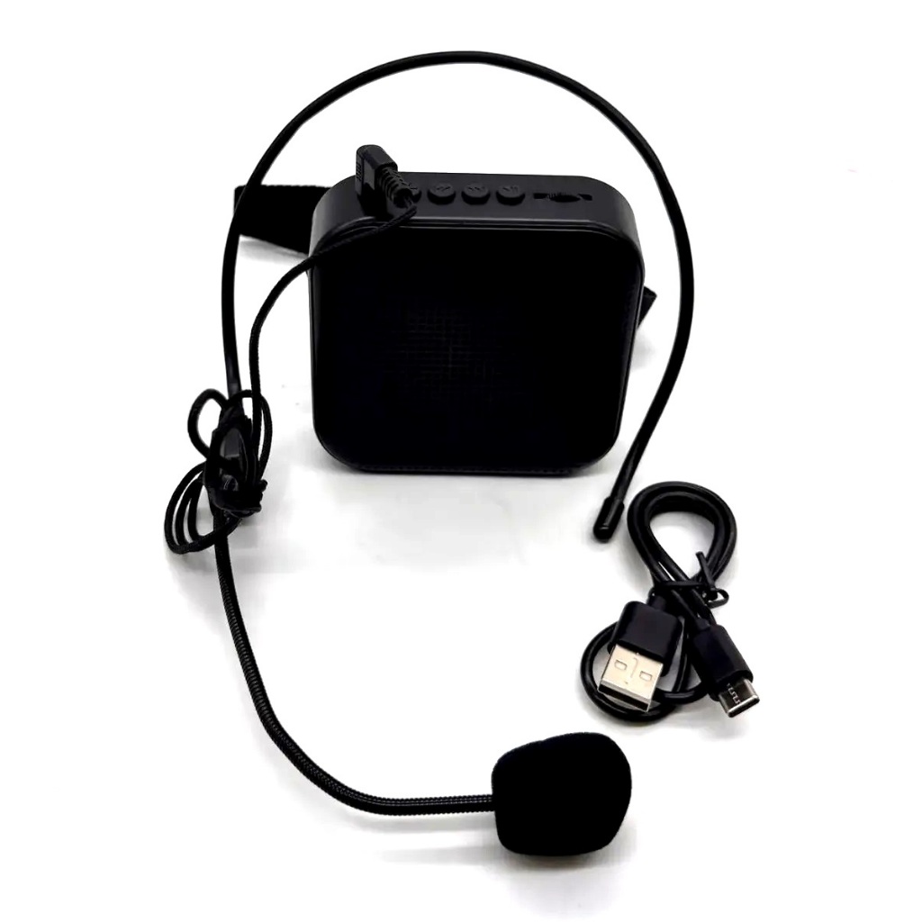 Kit microfone para professor recarregável com caixa de som de cintura headset alcance 10m solus