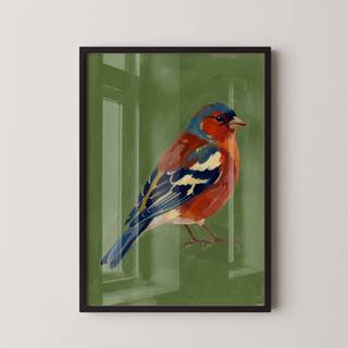 Quadro Decorativo Arte Minimalista Pássaro Com Moldura