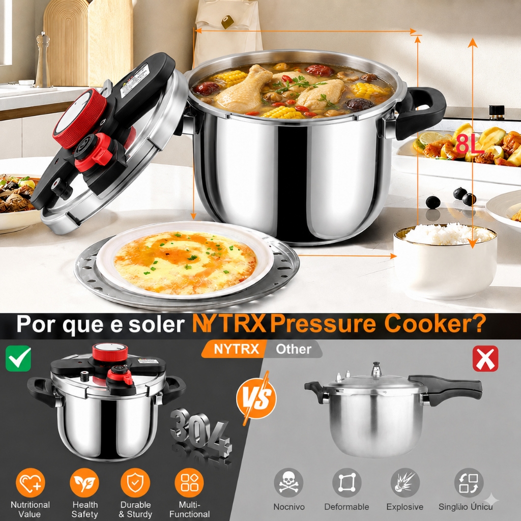 Panela de Pressão em Aço Inox com Fundo Triplo para Indução — foto 7