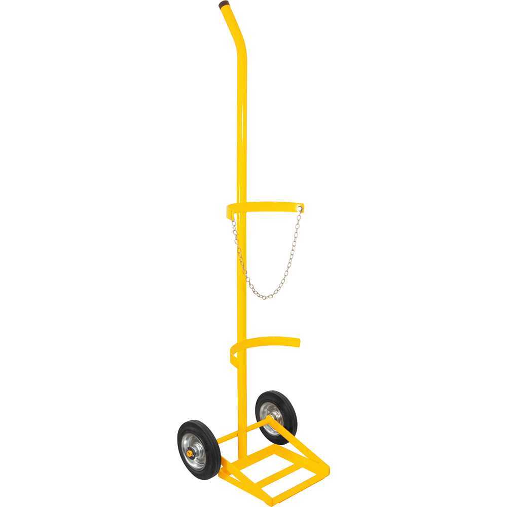 Carrinho para Cilindro de Oxigênio G e Acetileno 120kg Metálico com Rodas 8" e Corrente