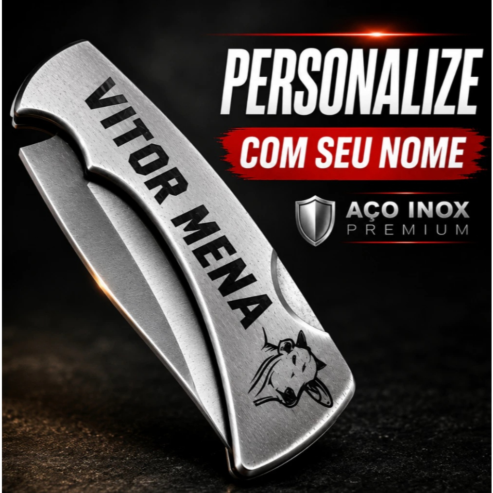 Canivete Personalizado com Gravação a Laser em inox resistente com trava de segurança, presente personalizado