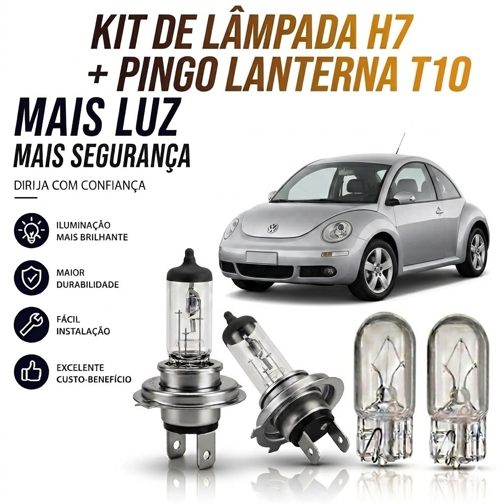 Lâmpada farol BAIXO / ALTO + LANTERNA NEW BEETLE 2000 ATÉ 2012