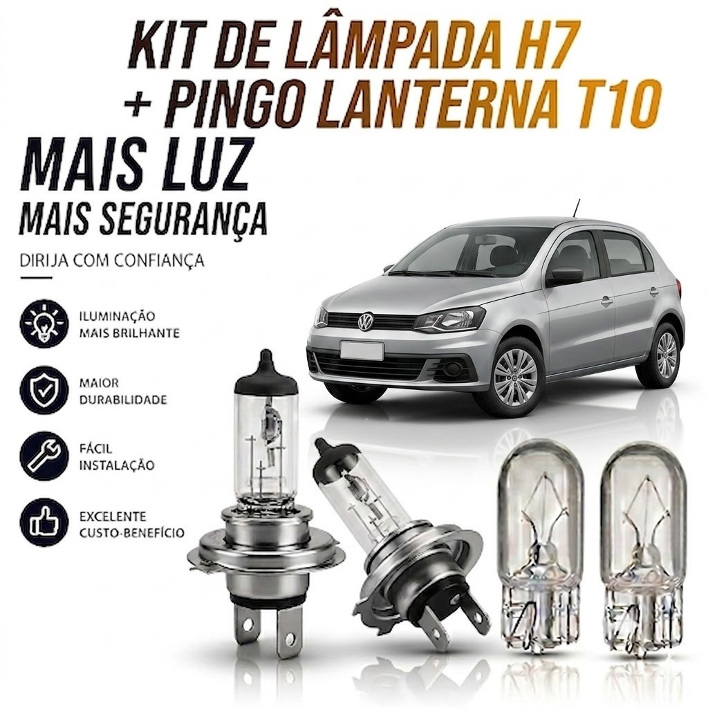 Lâmpada farol BAIXO + LANTERNA par GOL G7 2017 ATÉ 2019