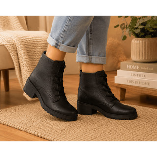 Bota Bottero feminina cano baixo em couro original com cadarço confortavel