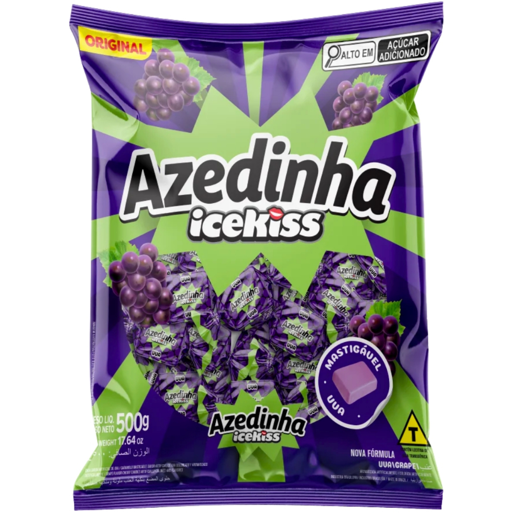 Balas Azedinhas Mastigáveis Icekiss Uva 500g Cory