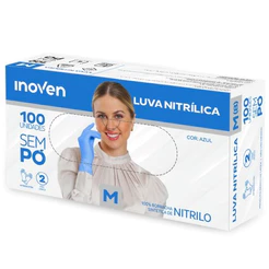 Luva Nitrílica Azul Descartável Tamanhos P M G Sem Pó 100 Unidades Uso Profissional