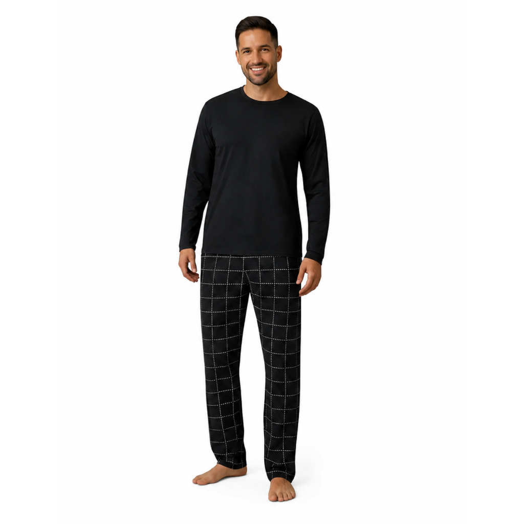 Pijama Longo Masculino Frio Blusa e Calça Comprida Inverno - Linda Morena