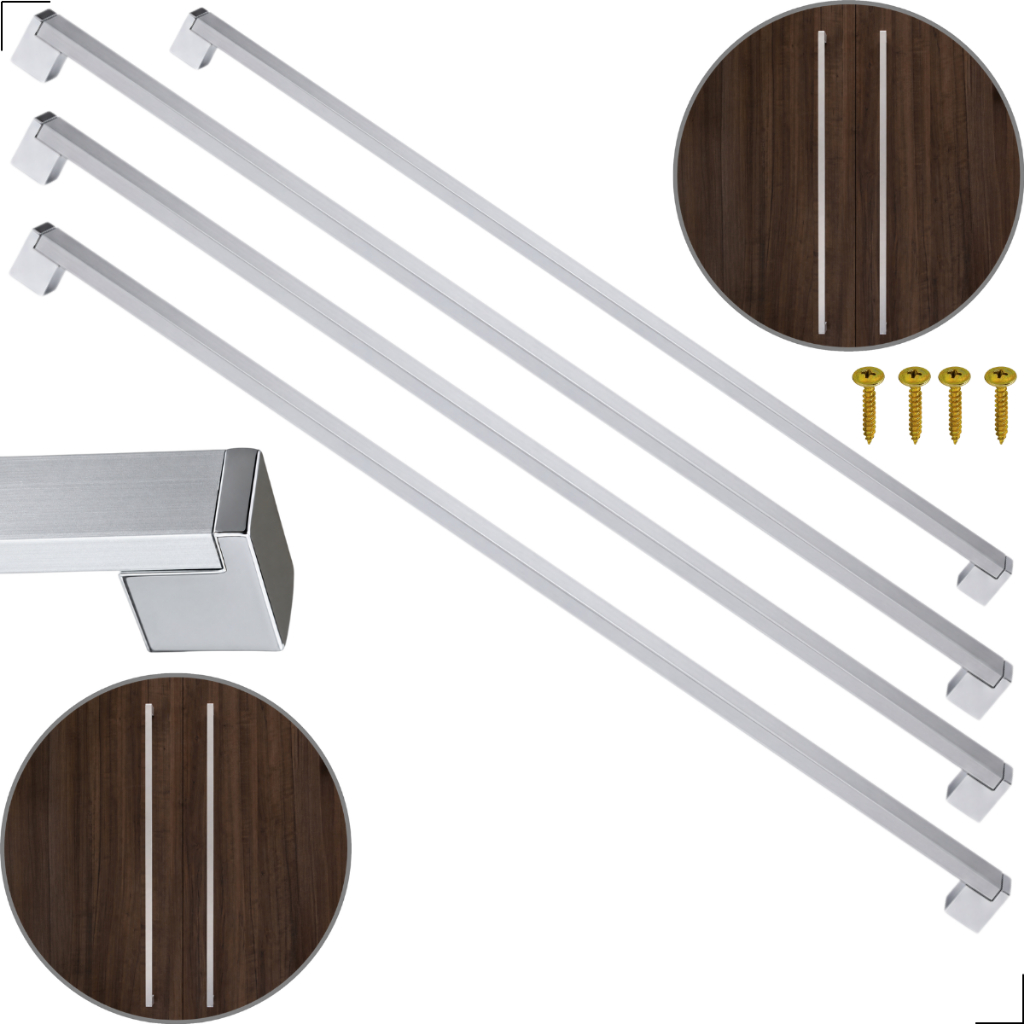 4x Puxador Alumínio 480mm Armário Móveis Cômoda Roupeiro