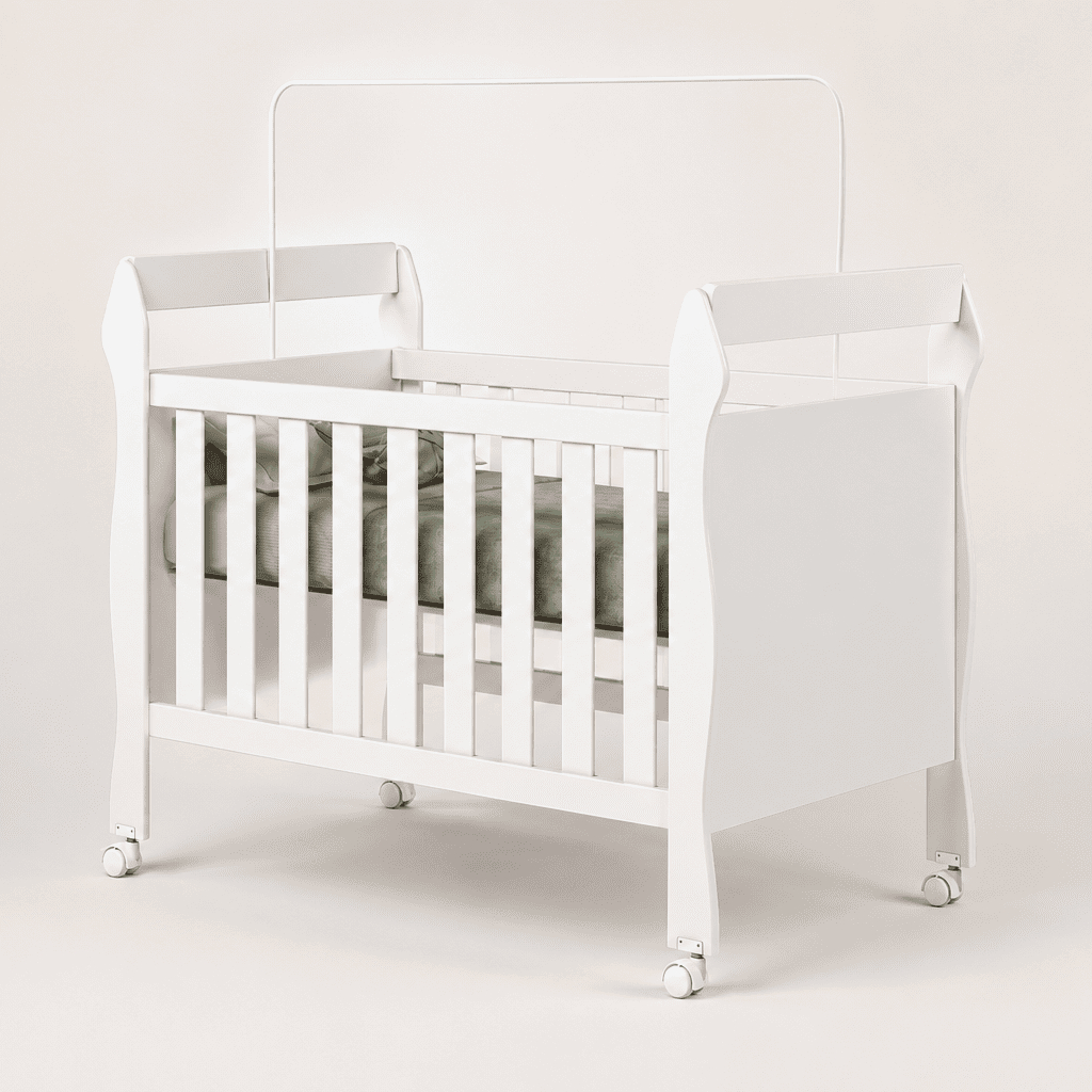 Berço Americano Soninho Vira Mini Cama Branco Rodízios Design Moderno Compacto Quartos Infantil Colchão Incluso - AV