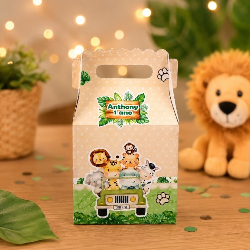 Kit Maletinha P Safári Baby Personalizada - Lembrancinha - Aniversário - Decoração / DESMONTADO