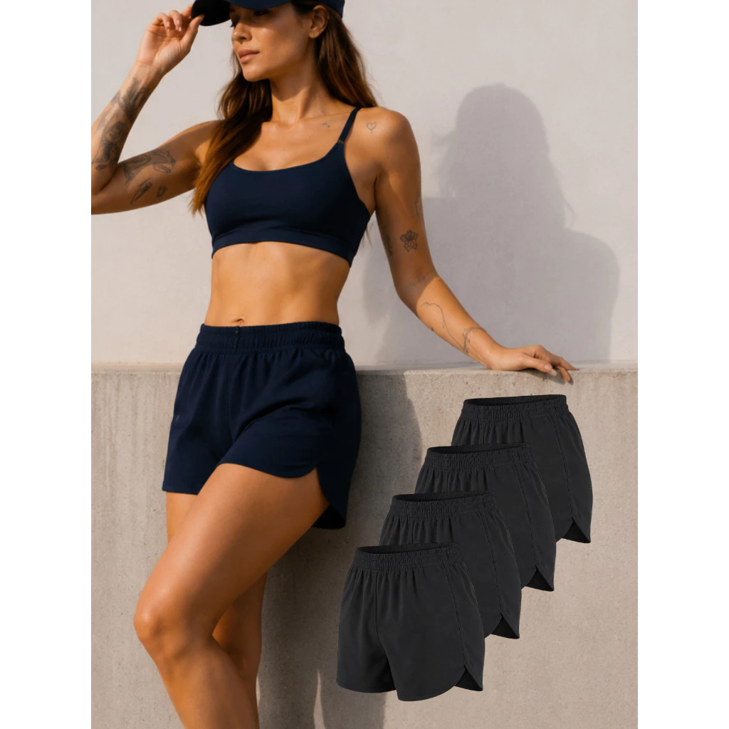 Kit 4 Shorts Femininos Tactel Cós Elástico Secagem Rápida Academia Praia Piscina Corrida Fitness P ao GG — imagem 1