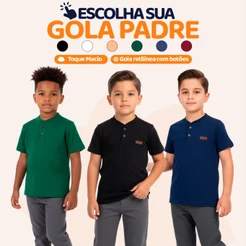 Camisa Gola Padre Infantil Menino Básica Elegante e Confortável L09
