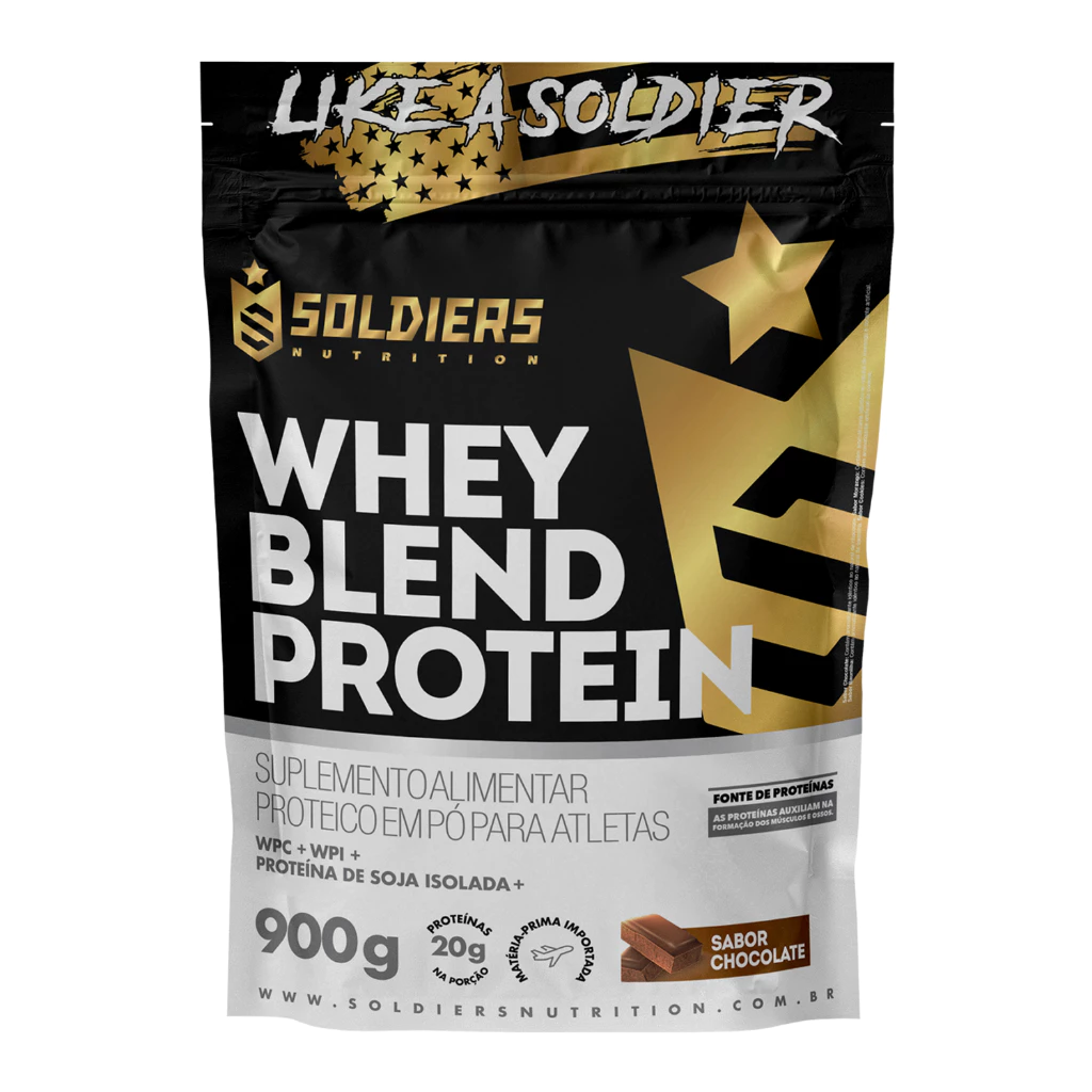 Whey Blend Protein Concentrado e Isolado 900g Soldiers Nutrition Suplemento Proteína Muscular Recuperação
