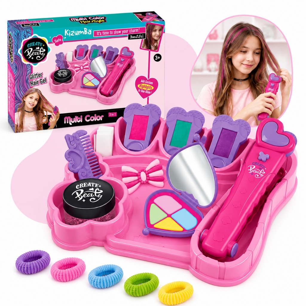 Kit Mechas Salão Coloridas Kit Menina Pinte O Cabelo Brilho Menina Infantil Pintar o Cabelo Kizumba