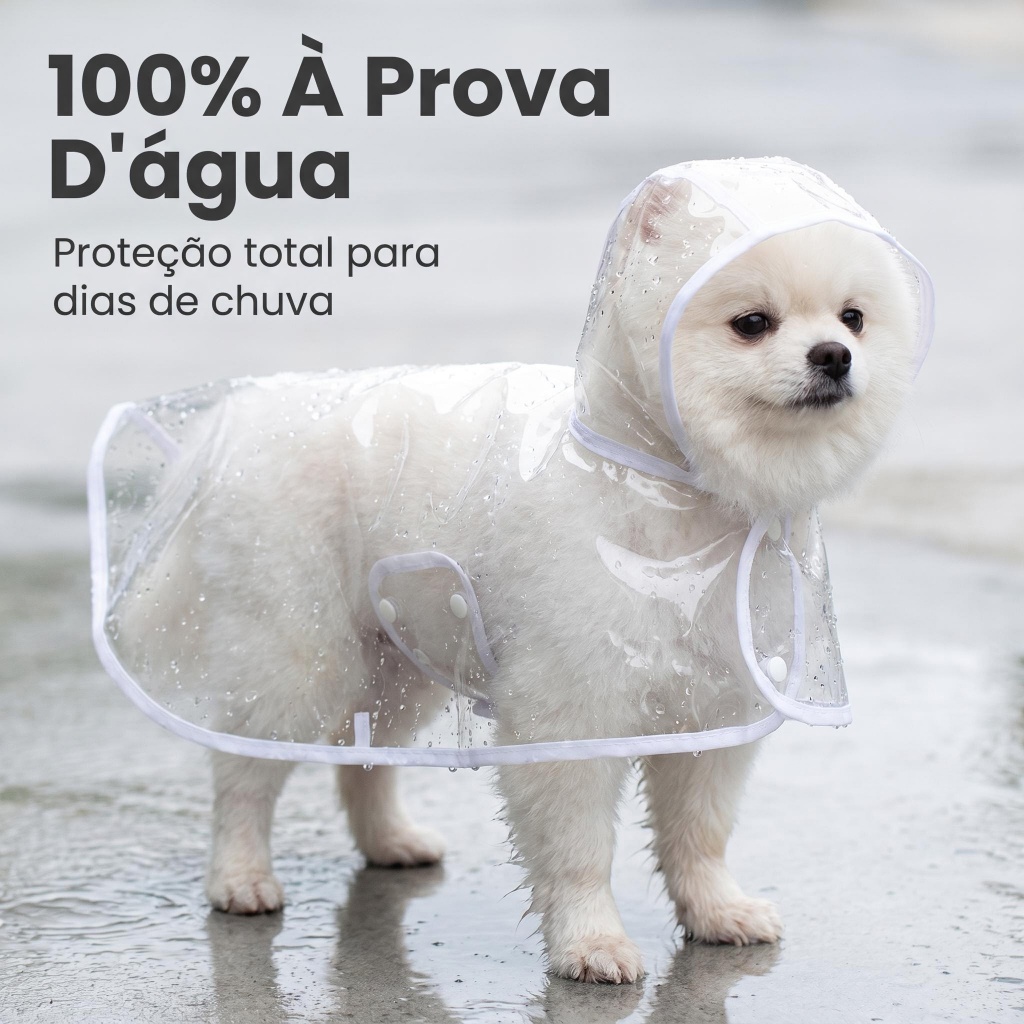 Capa de Chuva Transparente para Cachorro 8 Tamanhos