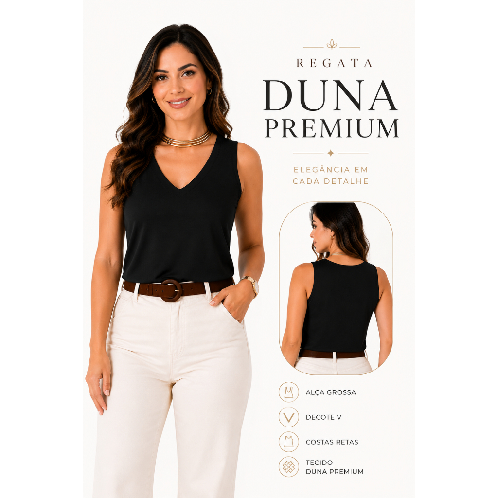 Regata Blusa Feminina Alça Larga Forro Duplo Regata Lisa Tendência Básica Elegante Duna Premium envio  imediato