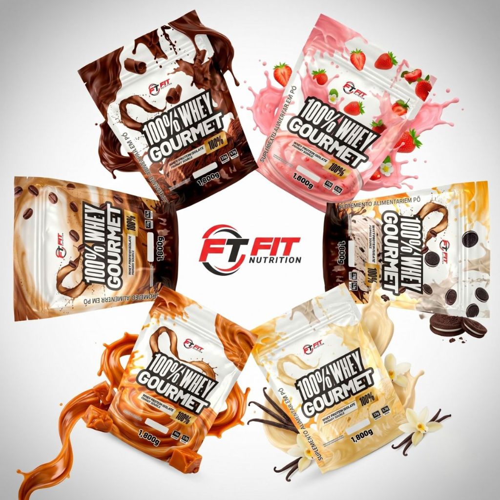 100% Whey Protein 1,8kg Refil Gourmet Concentrado e Isolado 23g Proteína