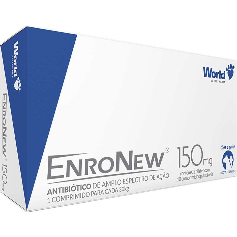 Enronew Enrofloxacina 150 mg Para Cães E Gatos World - Cx 10 Comp