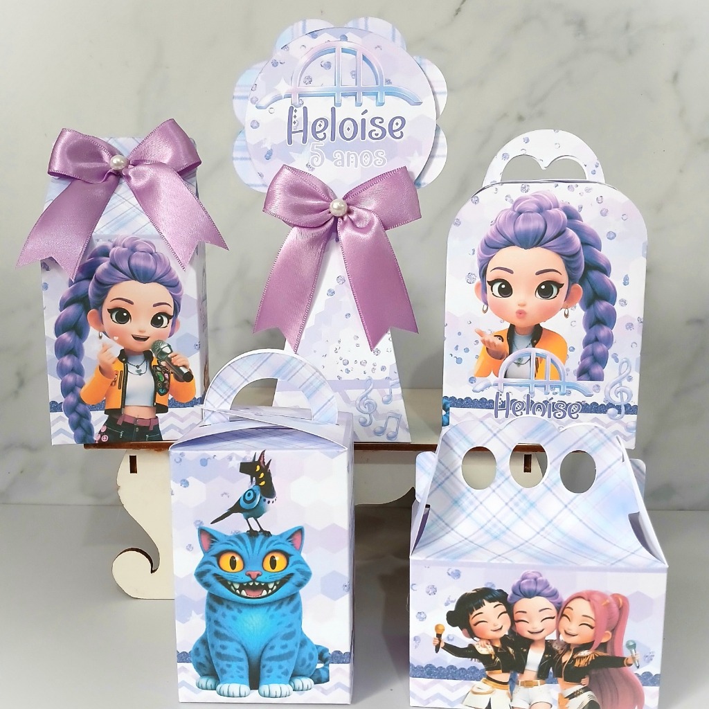 Personalizados Guerreiras K-Pop Personalizados PEGUE E MONTE - Lembrancinha de Aniversário Kit Festa