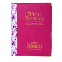 Bíblia Sagrada | ARC | Letra Jumbo| Harpa Avivada e Corinhos - Rosa Floral