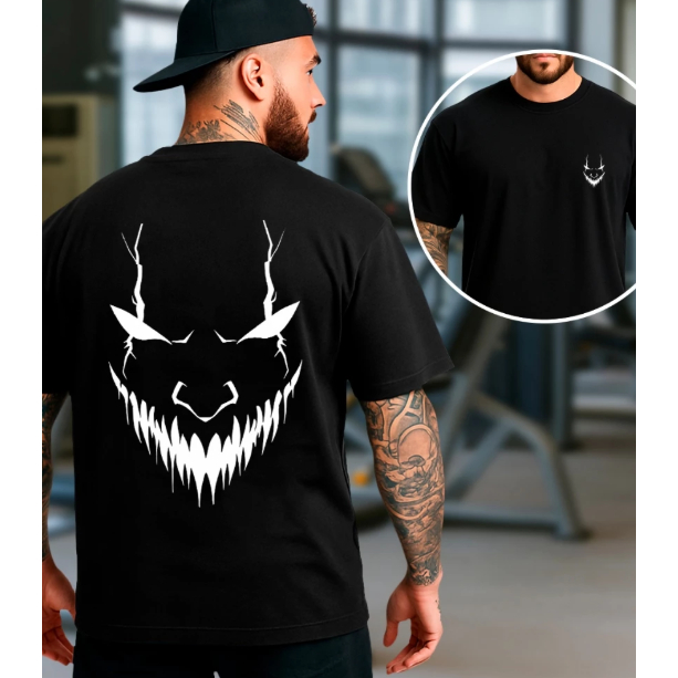 Camiseta Oversized Algodão Masculina Streetwear Dark Face Academia Gym Maromba 100% Algodão