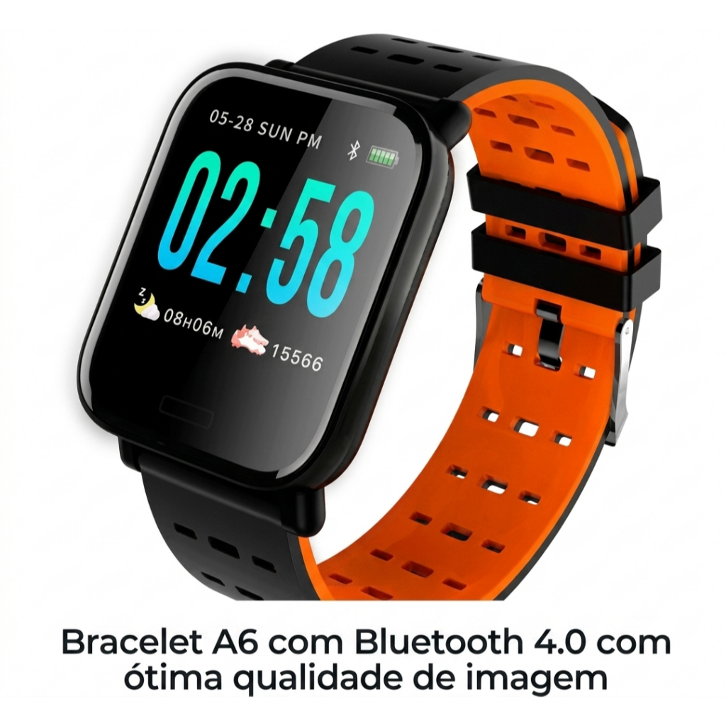 Smartwatch Relógio Inteligente A6 Esportivo Monitor Cardíaco Bluetooth À Prova D'água IP67