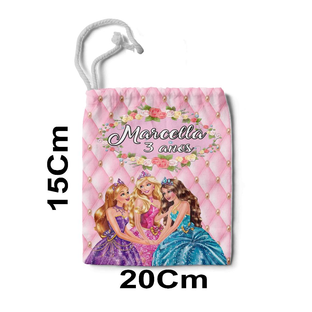 Kit Mochilinha Sacolinha Saco Sacochila Saquinho Lembrancinha Brinde Aniversario Personalizadas Barbie
