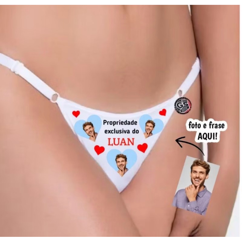 Calcinha Personalizada com Foto l Presente surpresa l Romântico, sensual l Engraçado e Fofo