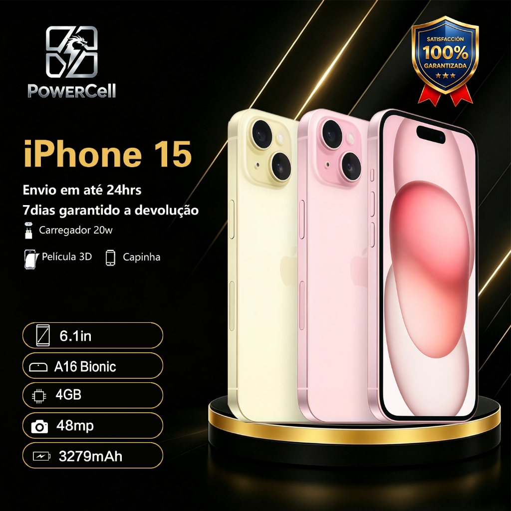 Celular iPhone 15 128GB Original Apple Vitrine Seminovo Com  NF lente ultra-wide
