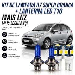 Lâmpada farol BAIXO SUPER BRANCA +LED LANTERNA CITROEN C3 2003 ATÉ 2012