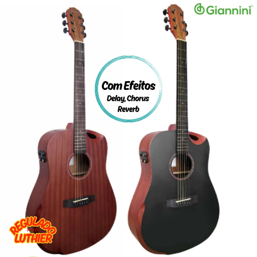 Violão Aço Eletroacústico com Efeitos Giannini Acoustik GDH CFX REGULADO PELO LUTHIER + BAG