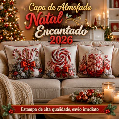 Kit 03 Capas Almofada NATAL ENCANTADO 45X45 Estampa Premier