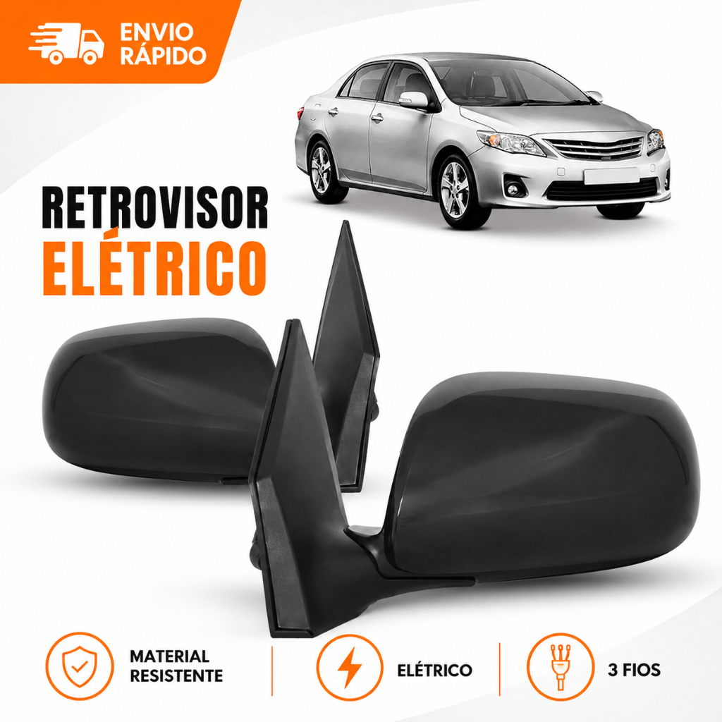 Retrovisor Toyota Corolla 2009 2010 2011 2012 2013 Eletrico 3 Fios