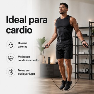 Corda de Pular com Rolamento 360° e Cabo de Aço Ajustável até 3 m para Academia e Treino