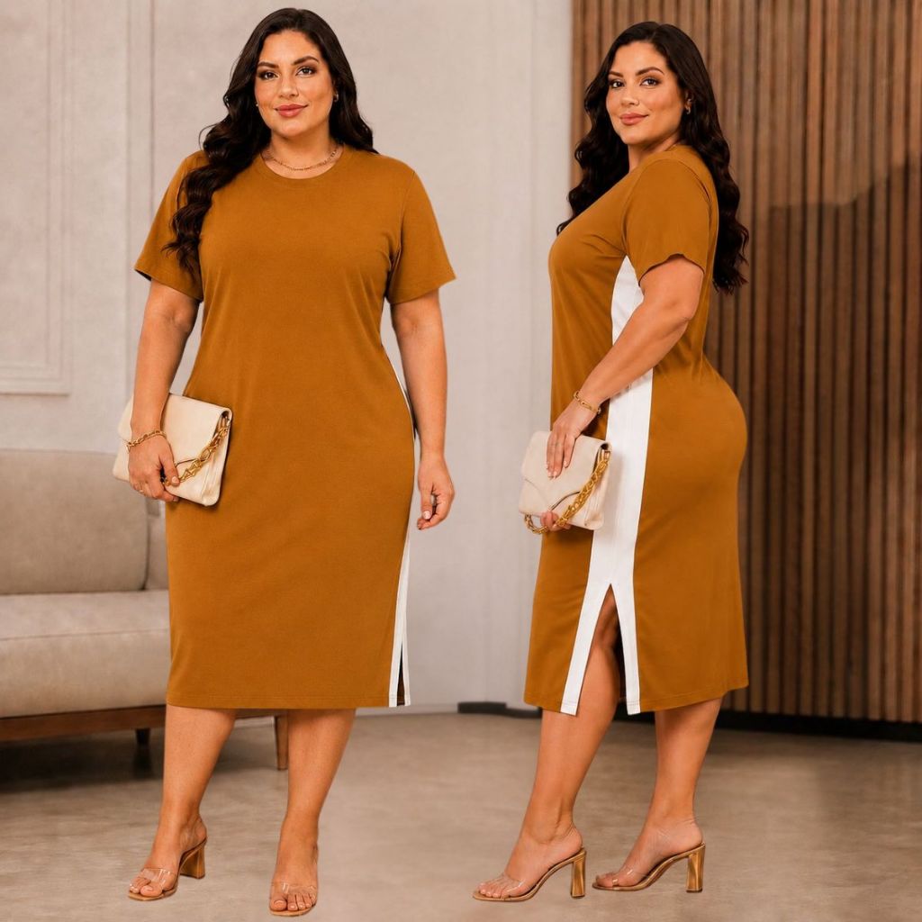 Vestido Feminino Algodão Plus Size Confortável Evangélico 50 ao 56 Evangélico Moda Maior Casual