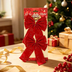 2/4/8 peças Laço De Enfeite 20X15CM De Árvore De Natal Para Decoração De Festa De Natal