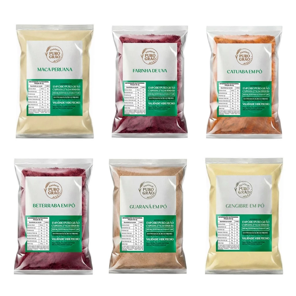 Kit Super Energético Pré Treino Natural em pó Beterraba Uva Guaraná Gengibre — imagem 1
