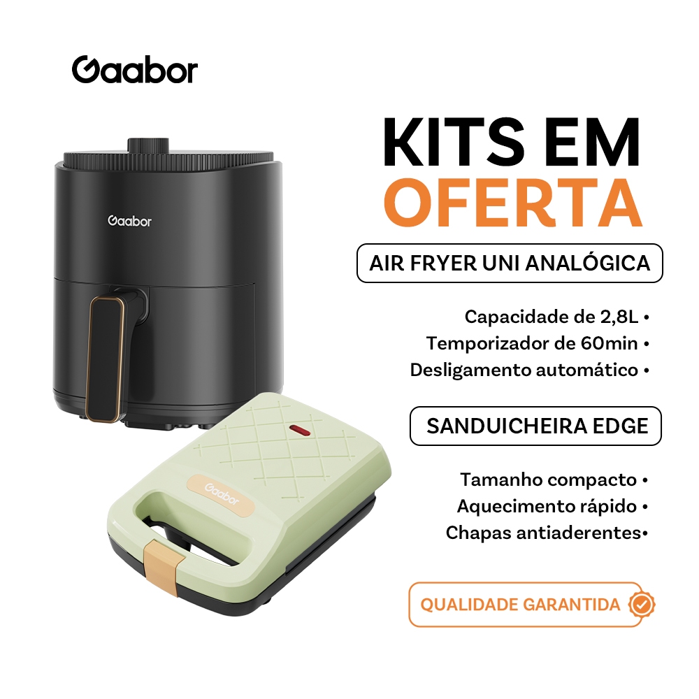 [Venda em combo]Gaabor Air Fryer 2,8L 360° Circulação de Ar Cozimento + Eletrodo