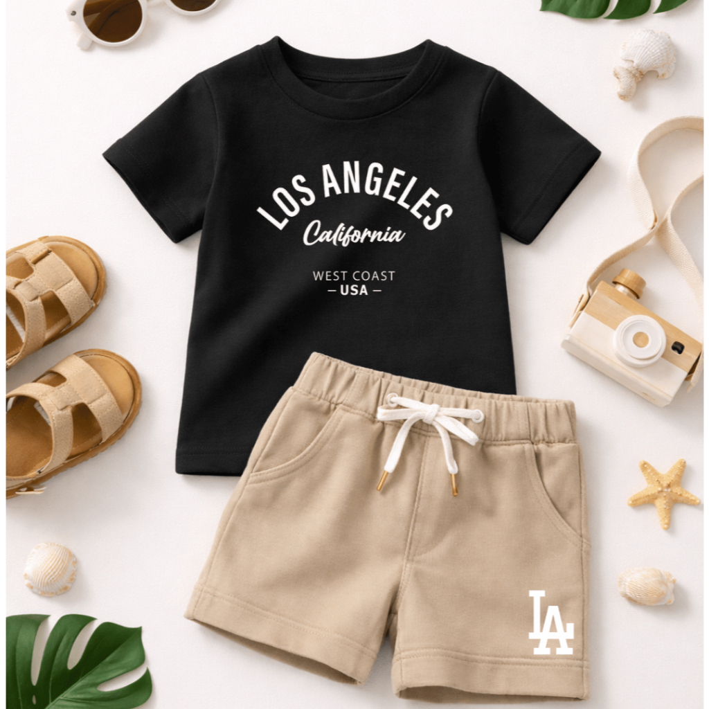 Conjunto Infantil Juvenil para Meninos Estilosos -  Conjunto de Verão com Camiseta em Algodão e Short Moletinho