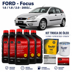 Kit Revisão Ford Focus 1.6 1.8 2.0 2003 em diante 5L 5W30 FORD Motorcraft Filtro Óleo Lubrificante TM1 TECFIL