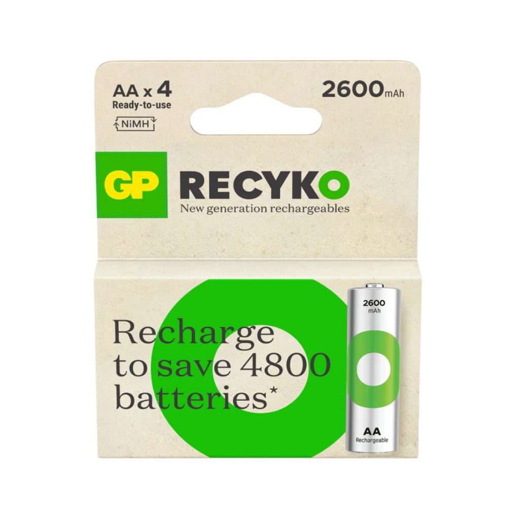 Pilha Recarregavel AA GP Recyko Bateria 2A 2600mAh Pequena 4 unidades