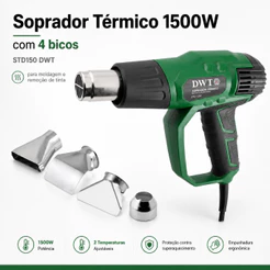 Soprador Térmico 1500W STD150 com 4 Bicos para Tinta e PVC DWT