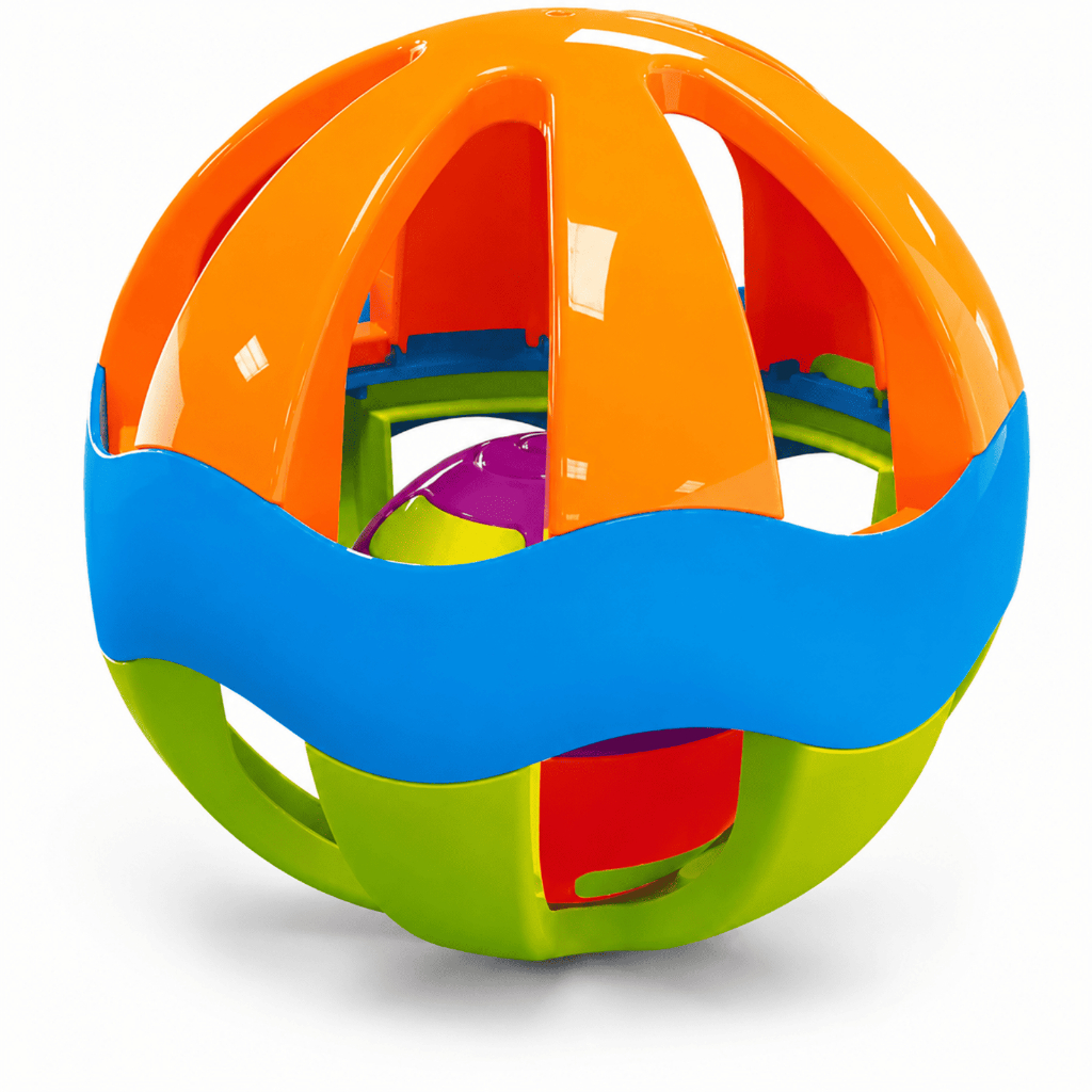 Bolinha Chocalho JP Brink Bola Sensorial Educativa para Bebê Colorida com Chocalho Interno +2 Meses