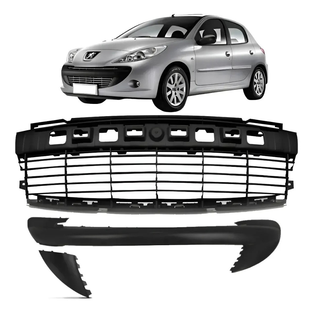 Kit Grade Parachoque Dianteiro peugeot 207 2008 Até 2012 Preto